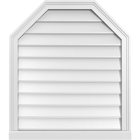Ekena Millwork Octagonal Top Surface Mount PVC Gable Vent w/ 2"W x 2"P Brickmould Sill Frame, 28"W x 32"H GVPOT28X3203SN